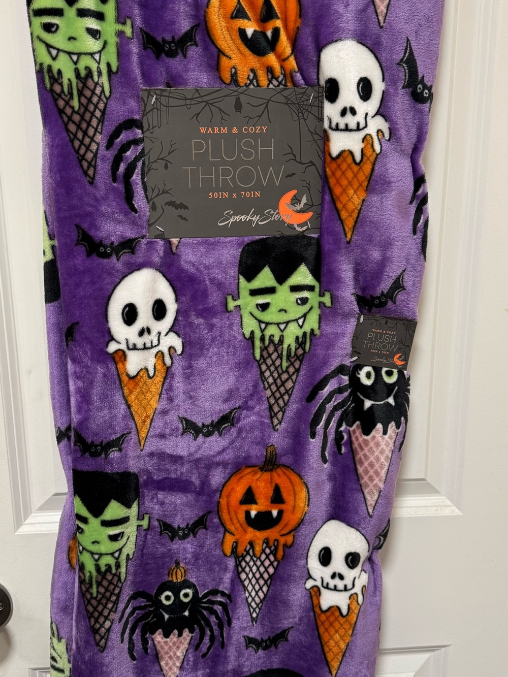 Purple Halloween Plush Throw Blanket